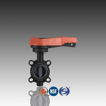 PVC غريب الأطوار صمام الفراشة 1.0MPA نوع الرقاقة GF اتصال شفة