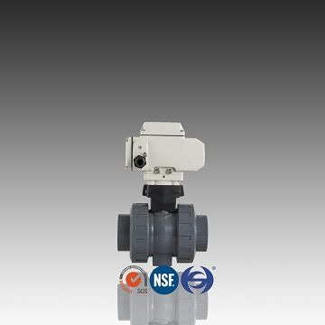 CPVC Electric True Union Ball Valve Uion Connection DIN ASTM Standar 1.6MPA