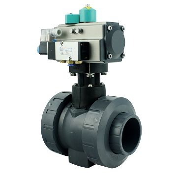CPVC Pneumatik True Union Ball Valve DIN ASTM Standar